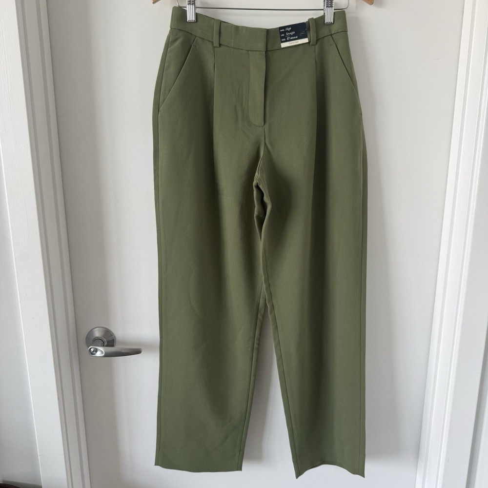 Abercrombie & Fitch Curve Love Sloane Tailored Pant Green 4 / 27 Regular NEW